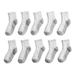 Boys' Tek Gear® 10-Pack Lightweight Quarter-Crew Performance Socks
