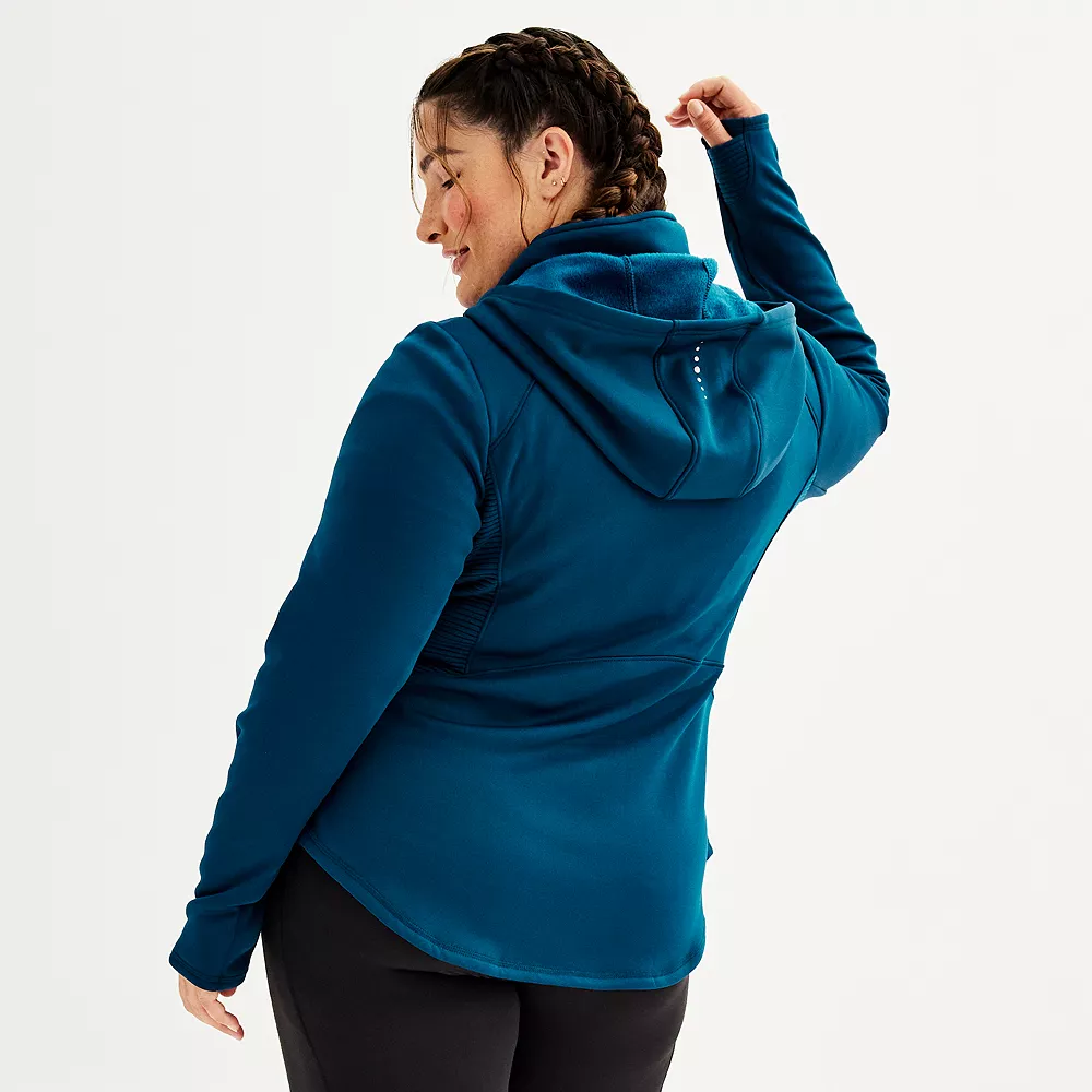 Plus Size Tek Gear® Hooded Mixed-Media Jacket 2 Plus Size Tek Gear® Hooded Mixed-Media Jacket - Image 2