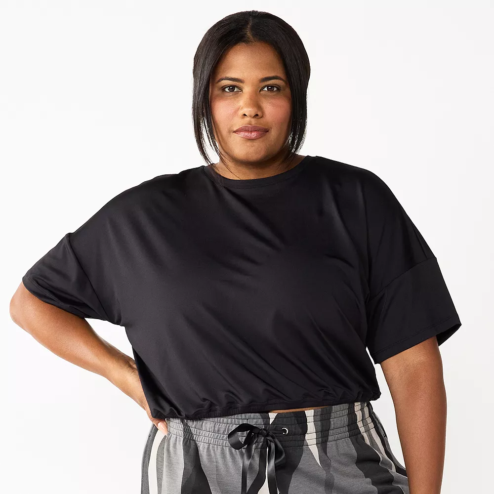 Plus Size Tek Gear® Keyhole-Back Crop Top 1 Plus Size Tek Gear® Keyhole-Back Crop Top