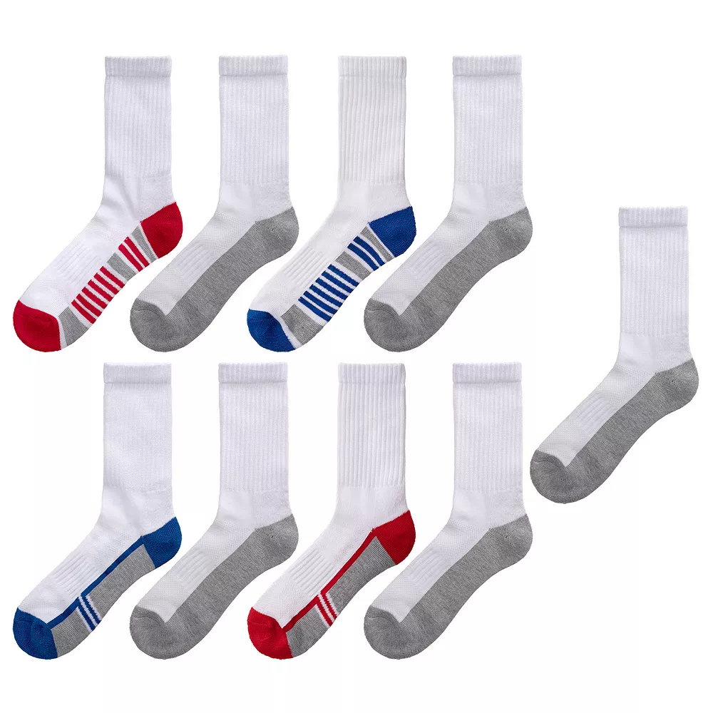 Boys Tek Gear® Cushioned 8-pack + 1 Bonus Pair Performance Crew Socks 1 Boys Tek Gear® Cushioned 8-pack + 1 Bonus Pair Performance Crew Socks